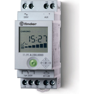 Модульное фотореле Finder, 1 перекидной контакт 16А 230В AC, 119182300000