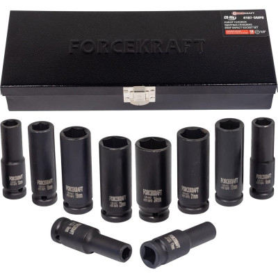 Набор торцевых 6-гр. ударных глубоких головок Forcekraft 10 предметов FK-4107-5MPB(16210)