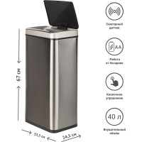 Сенсорное ведро для мусора Tesler STB-30 INOX 00000096339