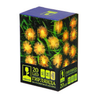 Гирлянда на солнечной батарее INBLOOM, 20 LED, 5м, шампань, 2 режима, одуван, ПВХ зеленый, 2V60mA, 1.2V 600mAh 185-066