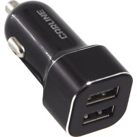 Автомобильный адаптер CARLINE 2хUSB (3.8 А Max) в прикуриватель 12/24 В, цвет черный, упаковка коробка CH-2-31A