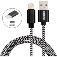 Кабель USB-Lightning Carline тканевая оплетка,1 метр, 2.1 Ампера CAB02121