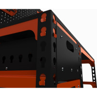 Металлический стол ООО Металекс 750x1600x600 мм, с выдвижными ящиками и перфопанелью оранжево-чёрный SBYFO751660
