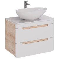 Столешница Lemark OLIVIA 80 см, под 1 раковину, из стекла, цвет: белый LM08OL80S