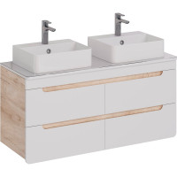 Столешница Lemark OLIVIA 125 см, под 2 раковины, из стекла, цвет: белый LM08OL125S