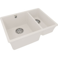 Кухонная мойка из кварцгранита Lemark SINARA 550.2-U цвет: жасмин комплектация: крепеж, сливная арматура с переливом в комплекте арт. 9910082