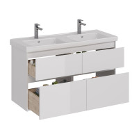 Тумба Lemark COMBI 125 см под 2 раковины, подвесная/напольная,4 ящика, цвет корпуса, фасада: Белый глянец LM03C125T