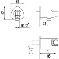 Подключение для душевого шланга Lemark с креплением для лейки для LM3519C, хром LM3585C
