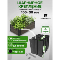 , Комплект стыковочных элементов для грядок и клумб 150x30, 4 шт (черн.) Еврогрядка 5396