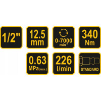 Пневмогайковерт Гайковерт VOREL 1/2" 310Nm 81100