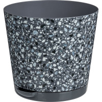 Горшок для цветов IDILAND Stone Flower диаметр 160 мм, 2 л, с прикорневым поливом, с декором, серый, 221606935/01
