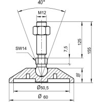 Шарнирная опора Алтервиа M12x125 до 800 кг A00021.1106012125
