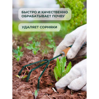 3-зубый рыхлитель для почвы с деревянной рукояткой WMS Tools WMC-TG2104020-L