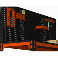 Металлический стол ООО Металекс Metalex 750x1000x400 + перфопанель с комплектом аксессуаров (оранжево-чёрный) SMMOPRIA751040