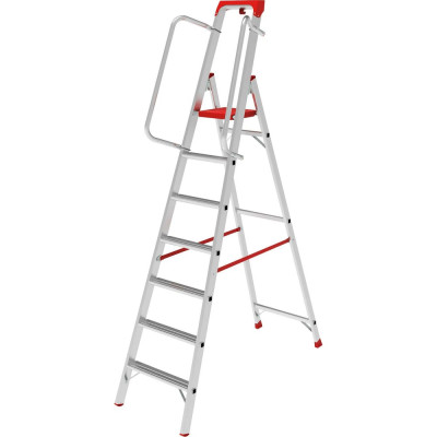 Индустриальная алюминиевая стремянка с развальцованными ступенями и органайзером Новая Высота NV5115 1x7 ступеней 5115107