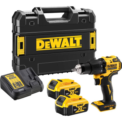 Dewalt Аккумуляторная ударная дрель-шуруповерт DCD709M2T, 18 В, 1650 об/мин, 28050 уд/мин, с 2 АКБ 4 Ач и ЗУ, в кейсе TSTAK () DCD709M2T-QW