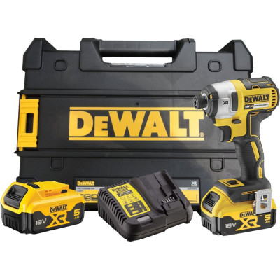 Dewalt Аккумуляторный шуруповерт DCF887P2, 18 В, 205 Нм, 3800 уд/мин, с 2 АКБ 5 Ач и ЗУ, в кейсе () DCF887P2-QW