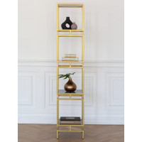 Стеллаж GreenWeen CUBIC-4, золотой каркас, полки тонированное стекло, 1965x400x400 GW-CUBIC-4-G-G