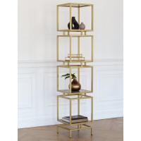 Стеллаж GreenWeen CUBIC-4, золотой каркас, полки тонированное стекло, 1965x400x400 GW-CUBIC-4-G-G