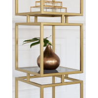 Стеллаж GreenWeen CUBIC-4, золотой каркас, полки тонированное стекло, 1965x400x400 GW-CUBIC-4-G-G
