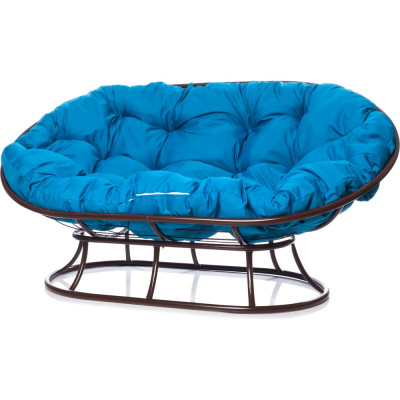 Диван M-GROUP МАМАСАН без ротанга коричневое, голубая подушка 12100203