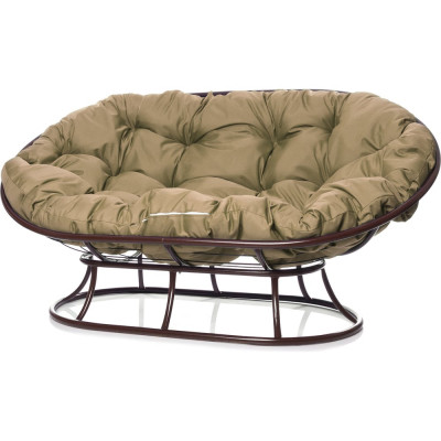 Диван M-GROUP МАМАСАН без ротанга коричневое, бежевая подушка 12100201