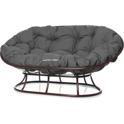 Диван M-GROUP МАМАСАН без ротанга коричневое, серая подушка 12100209