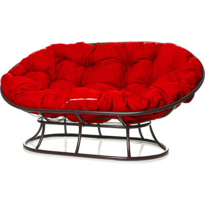 Диван M-GROUP МАМАСАН без ротанга коричневое, красная подушка 12100206