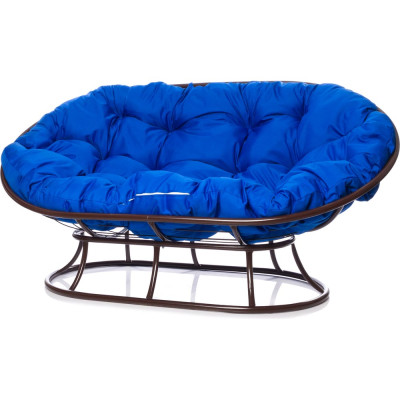 Диван M-GROUP МАМАСАН без ротанга коричневое, синяя подушка 12100210