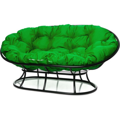 Диван M-GROUP МАМАСАН без ротанга чёрное, зелёная подушка 12100404