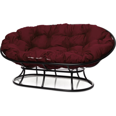 Диван M-GROUP МАМАСАН без ротанга чёрное, бордовая подушка 12100402