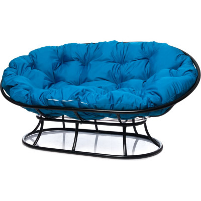 Диван M-GROUP МАМАСАН без ротанга чёрное, голубая подушка 12100403