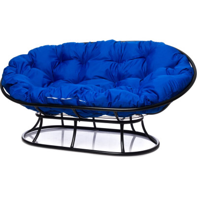 Диван M-GROUP МАМАСАН без ротанга чёрное, синяя подушка 12100410