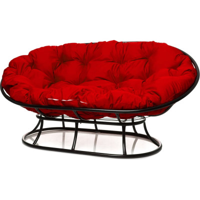 Диван M-GROUP МАМАСАН без ротанга чёрное, красная подушка 12100406