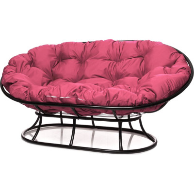 Диван M-GROUP МАМАСАН без ротанга чёрное, розовая подушка 12100408