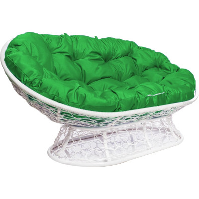 Диван M-GROUP МАМАСАН с ротангом белое, зелёная подушка 12110104