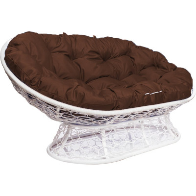 Диван M-GROUP МАМАСАН с ротангом белое, коричневая подушка 12110105