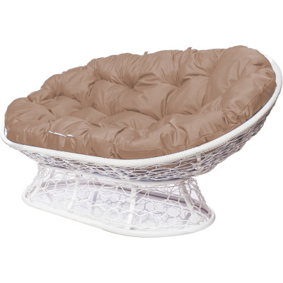 Диван M-GROUP МАМАСАН с ротангом белое, бежевая подушка 12110101