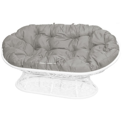 Диван M-GROUP МАМАСАН с ротангом белое, серая подушка 12110109