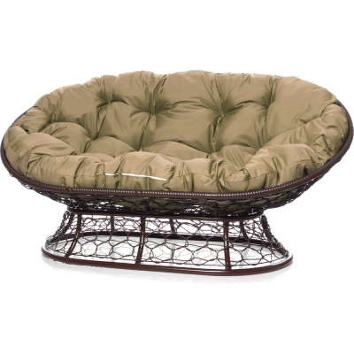 Диван M-GROUP МАМАСАН с ротангом коричневое, бежевая подушка 12110201