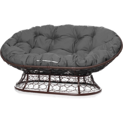 Диван M-GROUP МАМАСАН с ротангом коричневое, серая подушка 12110209