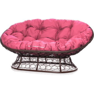 Диван M-GROUP МАМАСАН с ротангом коричневое, розовая подушка 12110208