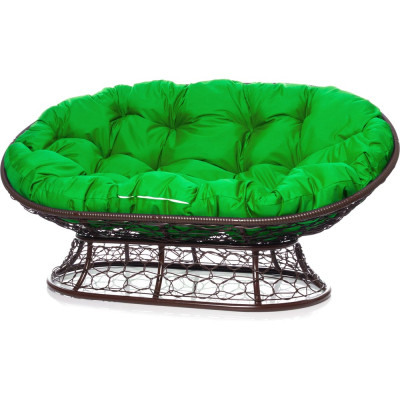 Диван M-GROUP МАМАСАН с ротангом коричневое, зелёная подушка 12110204