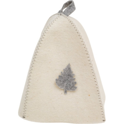 Шапка банная ГлавБаня с аппликацией Лист, войлок белый Б40