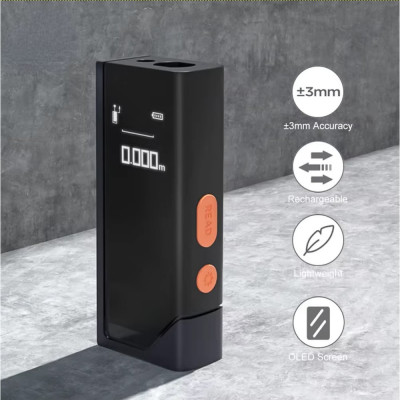 Лазерный дальномер DELI Home Series Black DL331140 диапазон измерений 0,05-40м, точность измерения +/-3мм, 370 мАч, OLED дисплей, Type-C 170179
