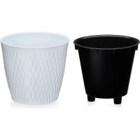 Круглое кашпо c вкладышем Эльфпласт Kerama 2.3 л, белый, d 165мм h 147мм 066930