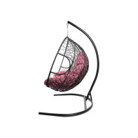 Подвесное кресло M-GROUP ДЛЯ ДВОИХ с ротангом чёрное, розовая подушка 11450408