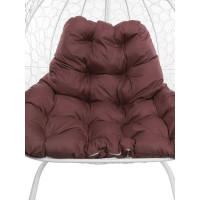 Подвесное кресло M-GROUP ДЛЯ ДВОИХ с ротангом белое, бордовая подушка 11450102