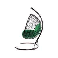 Подвесное кресло M-GROUP XL с ротангом коричневое, зелёная подушка 11120204