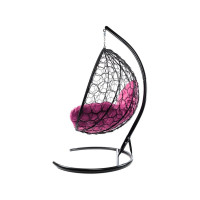 Подвесное кресло M-GROUP XL с ротангом чёрное, розовая подушка 11120408